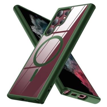 Imagem de YSLBWLE Capa magnética para Galaxy S22 Ultra, [compatível com Magsafe], [proteção contra quedas de grau militar de 3 metros] Capa protetora fina translúcida fosca, TPU + PC, capa protetora de luxo