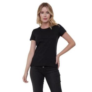 Imagem de Blusa Baby Look Básica Malwee Manga Curta Feminina Preta-Feminino