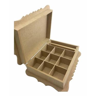 Imagem de Caixa bijuteria ondulada mdf 1 aneleira 9 divisórias joia