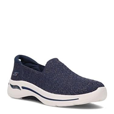 Imagem de Skechers Sapato feminino Go Walk com ajuste de arco sem cadarço, Azul marino, 7