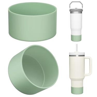 Imagem de Upgrade 2 peças de proteção de silicone para Stanley Quencher Adventure 1,134 g 850.5 g IceFlow 567.0 g 850.5 g Tumbler, garrafa de água tampa inferior manga acessórios para copo Stanley Mug (verde