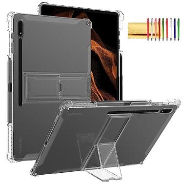 Imagem de Capa transparente para Samsung Galaxy Tab S8+/S7+/S7 FE, capa macia com suporte para caneta e suporte, capa traseira de cristal de TPU Techcircle fina e leve para SM-X800/X806/T970/T978/T730/T735
