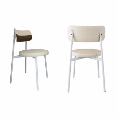 Imagem de Cadeira Kyta Fixa com 4 Pés 50 X 44,7 X 83,8 Cm com 2 Unidades Areia/Whisky/Branco