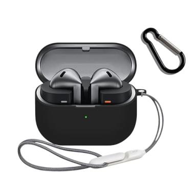Imagem de Capa compatível com Samsung Galaxy Buds 3 e Galaxy Buds 3 Pro 2024, capa protetora de silicone macio premium com desenhos animados fofos para Galaxy Buds 3 com chaveiro para homens e mulheres (Preto1)