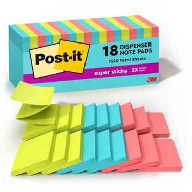 Imagem de Post-it® Notas Super Sticky Pop-Up Notes, 7,6 cm x 7,6 cm, Miami, 90 notas por bloco, pacote com 18 blocos