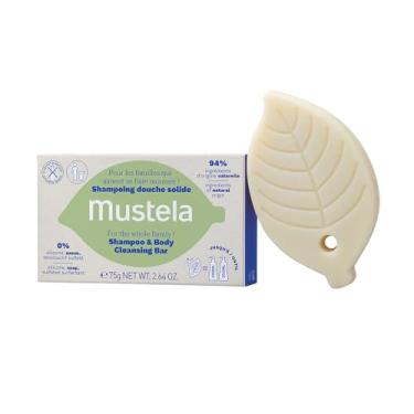 Imagem de Mustela Shampoo Sólido Corpo e Cabelo 75g - Sabonete e Shampoo 2 em 1 - Vegano, Sem Fragrância e com 94% de ingredientes de origem natural - Para Bebês, Crianças e Adultos