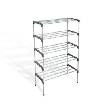 Imagem de Sapateira Vertical Inox Luxo 15 Pares 5 Prateleiras IKAZA, Preto