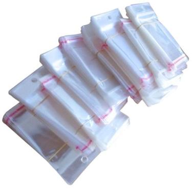 Imagem de 2000 Saquinho Plástico Exposi 6x5 Furo Adesivo Transparente pendurar e