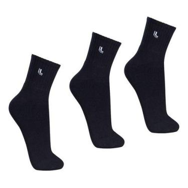 Imagem de Kit 3 Pares Meia Lupo Cano Médio Masculina Sport 3245, Preto, G