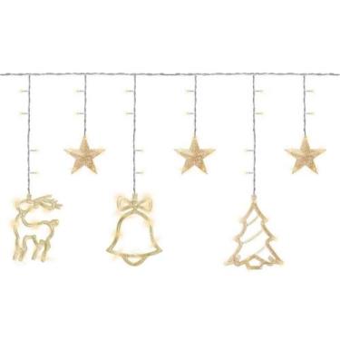 Imagem de Cortina Led 3m Figuras Natalinas Luz Amarela - Magizi By Tuut