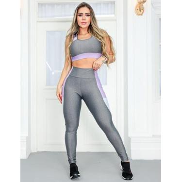 Imagem de Conjunto Academia Feminino Fitness com Calça Legging e Cropped sem Boj