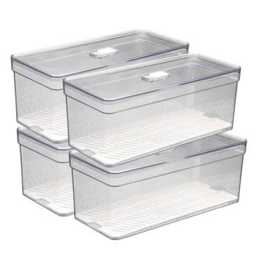 Imagem de Kit 4 Organizadores Transparente Com 4 Telas Retangular Grande - PLAST
