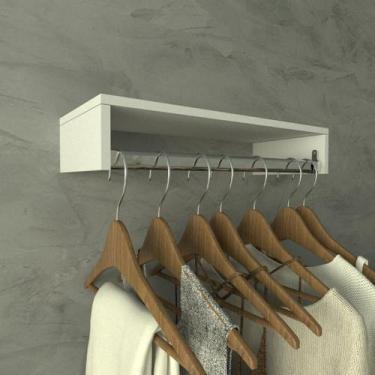 Imagem de Cabideiro De Parede Branco 60cm Arara de Roupas Quarto Closet  - Rufat