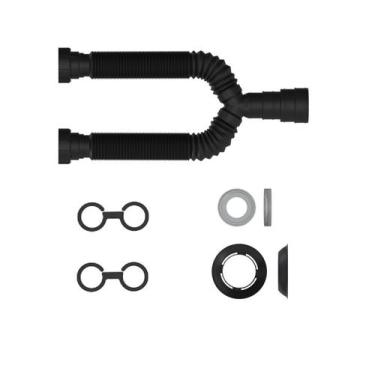 Imagem de Sifao tubo ext.dup.univ. black porca pp c/ canopla - 0,7m - 030214 - B