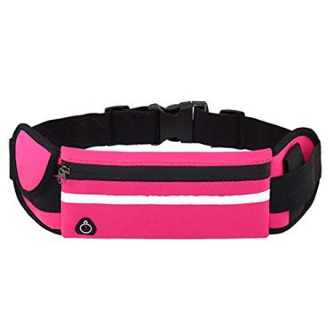 Imagem de Pochete de corrida com suporte para garrafa, bolsa esportiva portátil para viagem, academia, bolsa para segurar água para homens e mulheres (rosa vermelha)