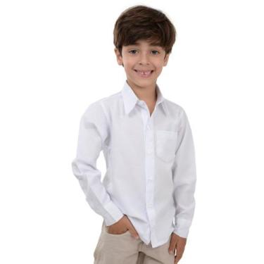 Imagem de Camisa Social Infantil Manga Longa Branca - Venus Modas, Branco, 6