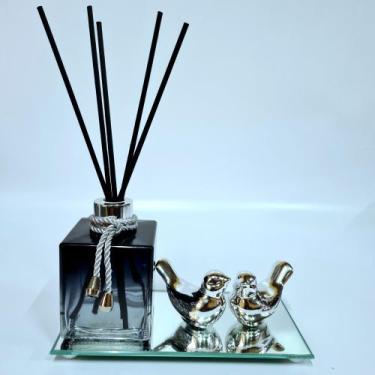 Imagem de Difusor Para Essência, Bandeja + 2 Pássaro. - R&A, Cubo preto dgd prat