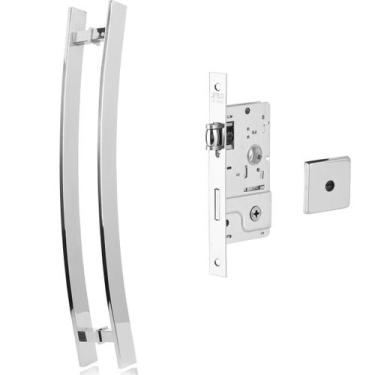 Imagem de Puxador Porta Barra curvo C 80cm + fechadura tetra 800 Po - Concept Ho