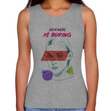 Imagem de Regata Feminina Normal is boring - Foca na Moda, Cinza, G
