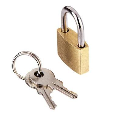 Imagem de Kit 2 Mini Cadeados Para Janela Mala Armarios 25mm Antifurto Com 2 Cha