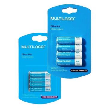 Imagem de Pilhas Recarregáveis Multilaser Com 4 AA E 4 AAA Xbox Controle Microfo