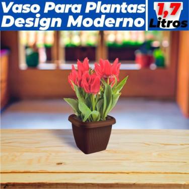 Imagem de Vaso De Plantas Design Moderno Decoração Casa Jardim 1,7L - Usual Brin