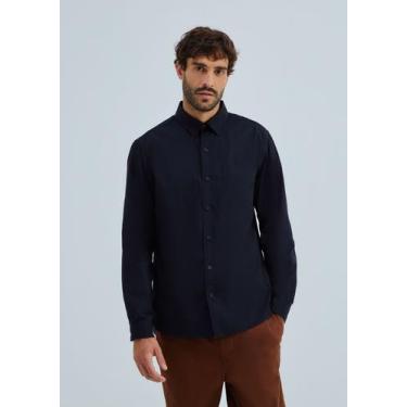 Imagem de Camisa Básica Masculina Manga Longa Slim - Hering, M, Preto