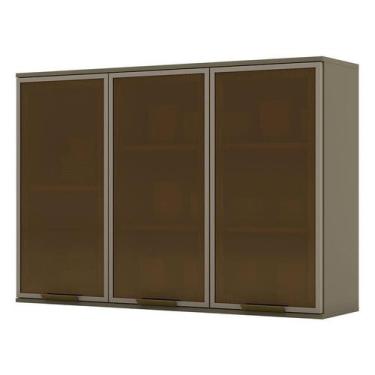 Imagem de Armário Aéreo Évelin 3 Portas de Vidro 120 cm Duna  Henn