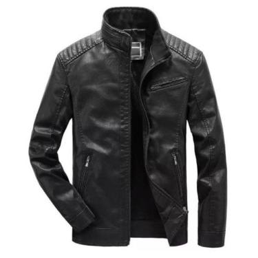 Imagem de Jaqueta Couro Masculina Moderna Slim Fit Frio Moto Impermeavel - Vmong