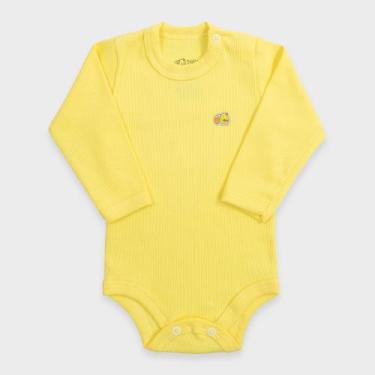 Imagem de Body Bebê Manga Longa em Malha Canelada - Baby Duck, M, Amarelo