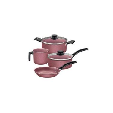 Imagem de Jogo de Panelas Alumínio Antiaderente 4 Pc Rosa - Tramontina