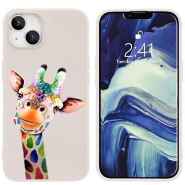 Imagem de MAYCARI Linda capa de telefone girafa engraçada para iPhone 15 capa feminina de silicone líquido branco desenho animado de borracha gel macio forro de microfibra protetora de corpo inteiro capa à
