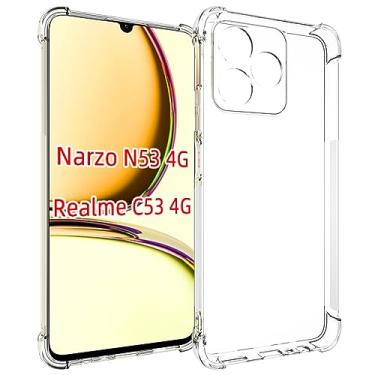 Imagem de USTIYA Capa para Realme C53/Narzo N53 4G TPU Transparente Quatro Cantos Capa Protetora Transparente Macia