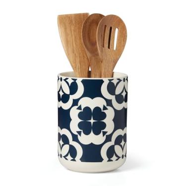 Imagem de Kate Spade Elegante Geo Crock com utensílios de madeira, tamanho único, azul