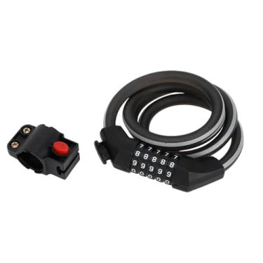 Imagem de Hihaha Cadeado de bicicleta com moldura de bloqueio/Cadeado de corrente ajustável para bicicleta de montanha / 5 dígitos reinicializável cabo de bicicleta ABS PVC 133 cm / 1 conjunto preto