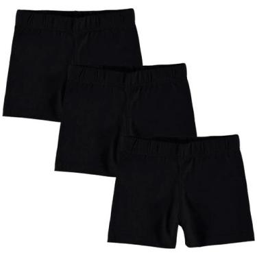 Imagem de Kit 3 Short Infantil Feminino Cotton Liso Básico Curto Meninas Malwee 