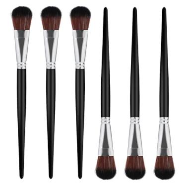 Imagem de Pincel de esfregão de 2,5 cm para pintura acrílica, 6 pincéis de mistura para pintura acrílica com cabo curto de madeira, pincéis ovais de tinta a óleo para aquarela, acrílico, guache, corpo (preto)