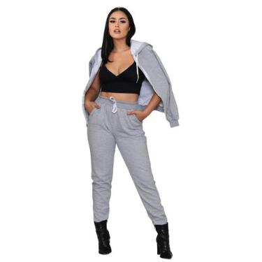 Imagem de Conjunto de moletom feminino Canguru Agasalho Blusa e calça de frio - 