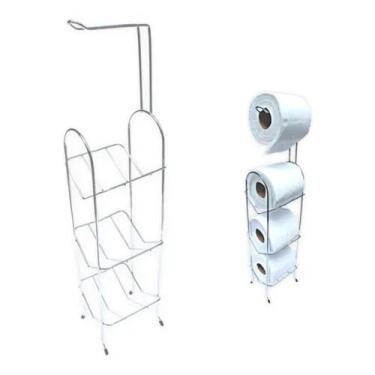 Imagem de Suporte Porta Papel Higiênico de Chão Papeleira Aço Cromado 4 Rolos - 