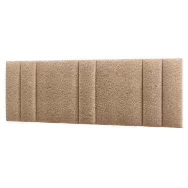 Imagem de Cabeceira Estofada Cama Casal King Size Com Led Moderna 200 Cm Cor:buclé Bege