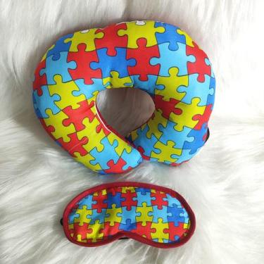 Imagem de Almofada Para Pescoço Com Máscara de Dormir Viagem Descanso Macio Esta