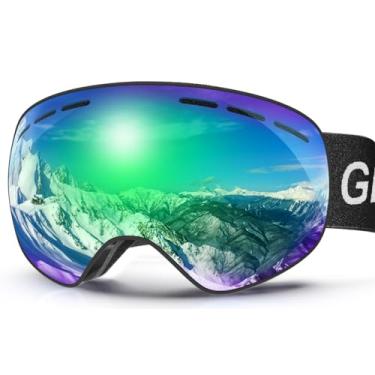 Imagem de GlaRid Óculos de esqui OTG PRO, sem moldura, 100% de proteção UV, antiembaçante, masculino/feminino/adulto/jovem (Blackframe Revo Greenlens Vlt8-18%)
