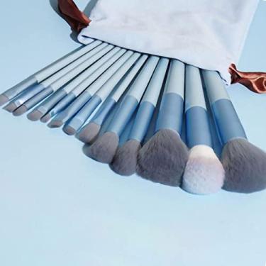 Imagem de Pincéis de Maquiagem Macios e Macios, Kit de Corretivo Em pó Facial para Iniciantes e Amantes de Maquiagem (Azul)