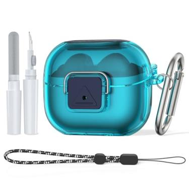 Imagem de TUDIOW Capa transparente para Galaxy Buds Pro 3 e Galaxy Buds 3 com trava segura, proteção à prova de choque para Samsung Galaxy Buds3 e 3Pro com kit de limpeza e chaveiro (azul claro)