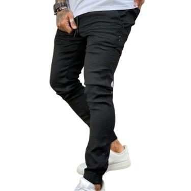 Imagem de Calça Masculina Jogger Street Sarja Premium - Estilo Renovado, G, Pret
