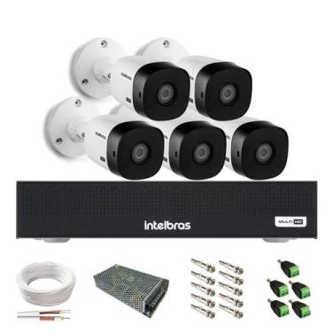 Imagem de Kit 5 Câmeras Intelbras 1080p 20m Visão Noturna Resistente A Chuva Dvr