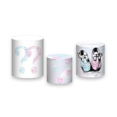 Imagem de Trio De Capa Cilindro - Sapatinhos Azul e Rosa Aquarela 025 - Via Core