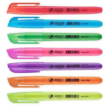 Imagem de Kit Marca Texto 7 Cores Neon Fluorescente - BRW