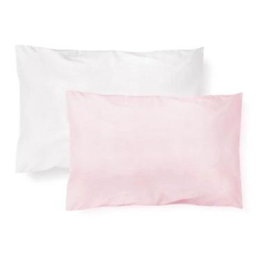 Imagem de Kit 2 Fronhas Papi 40x28cm Lisas Rosa e Branco, Rosa Claro, Único