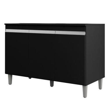 Imagem de Balcão de Pia Manu com Tampo 120 cm Preto Fosco - AJL - AJL Móveis